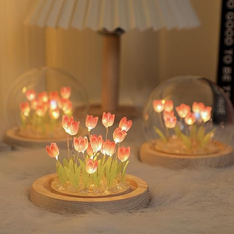 SECRET DESIRE Tulip Night Light Material, LED DIY Night Light for Dorm Bedroom Anniversary 13 Flowers|Unique Gift|Night Lamp|Fancy Light|Gadgets Gift For Friend|Cute Table Lamp Light For Bedroom