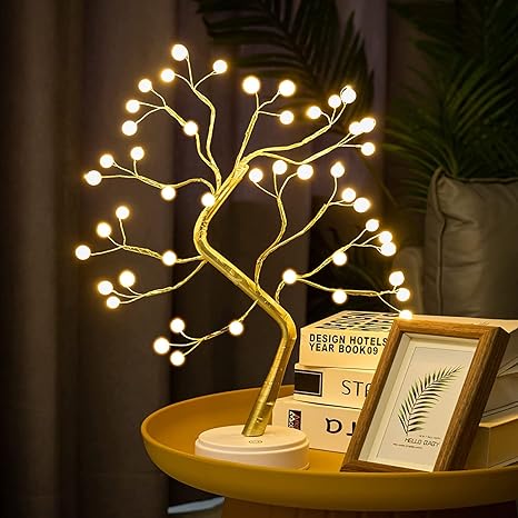 Gesto Plastic Bonsai Trees Lamp, Diy Artificial Tree Lamp With 36 Pearls Led,Touch Switch,Fairy Light Spirit Powered By Usb Or Battery For Christmas Desktop Indoor Decoration Night Light.