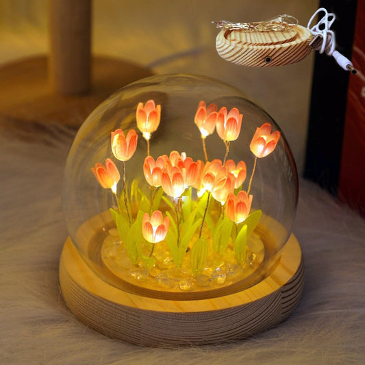SECRET DESIRE Tulip Night Light Material, LED DIY Night Light for Dorm Bedroom Anniversary 13 Flowers|Unique Gift|Night Lamp|Fancy Light|Gadgets Gift For Friend|Cute Table Lamp Light For Bedroom