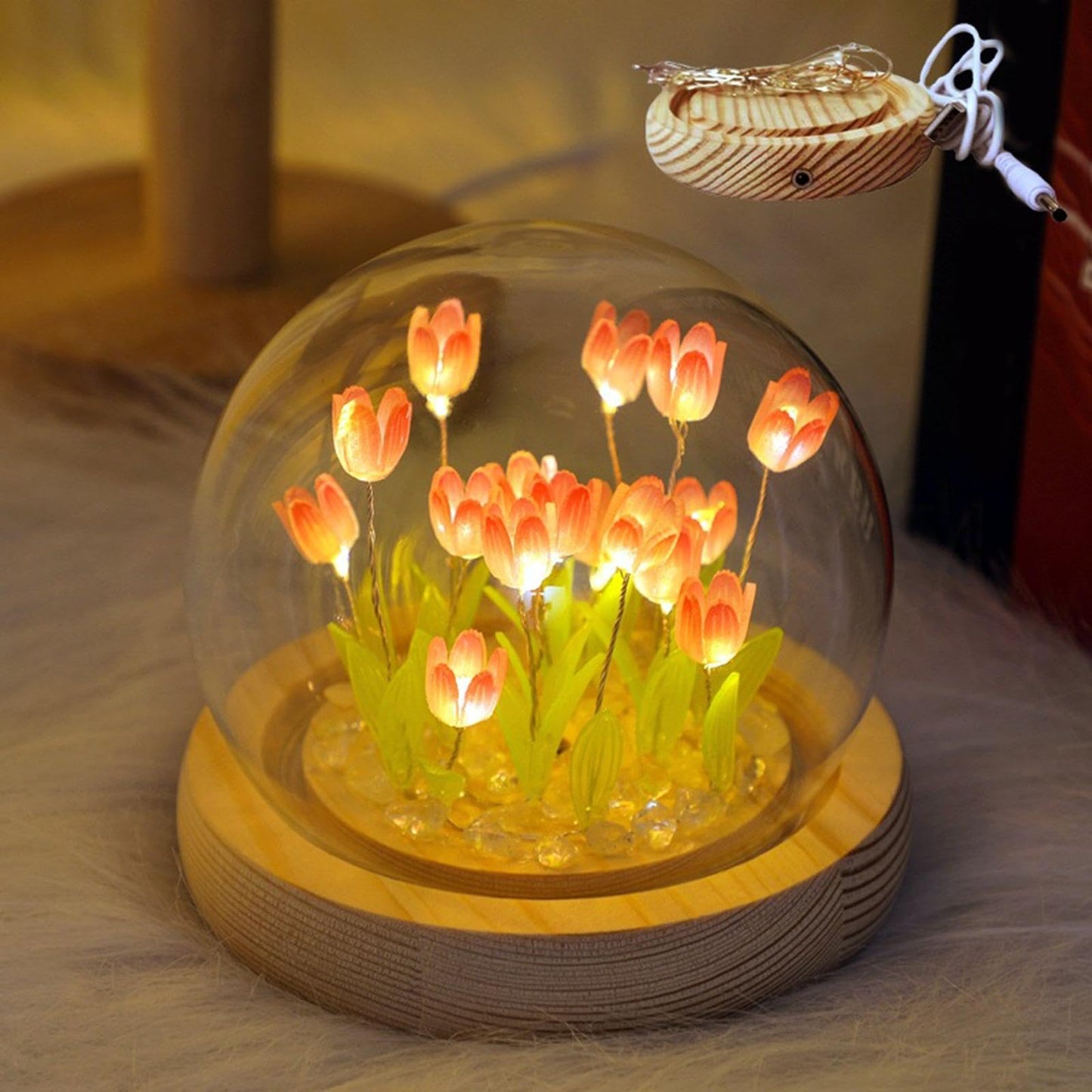 SECRET DESIRE Tulip Night Light Material, LED DIY Night Light for Dorm Bedroom Anniversary 13 Flowers|Unique Gift|Night Lamp|Fancy Light|Gadgets Gift For Friend|Cute Table Lamp Light For Bedroom