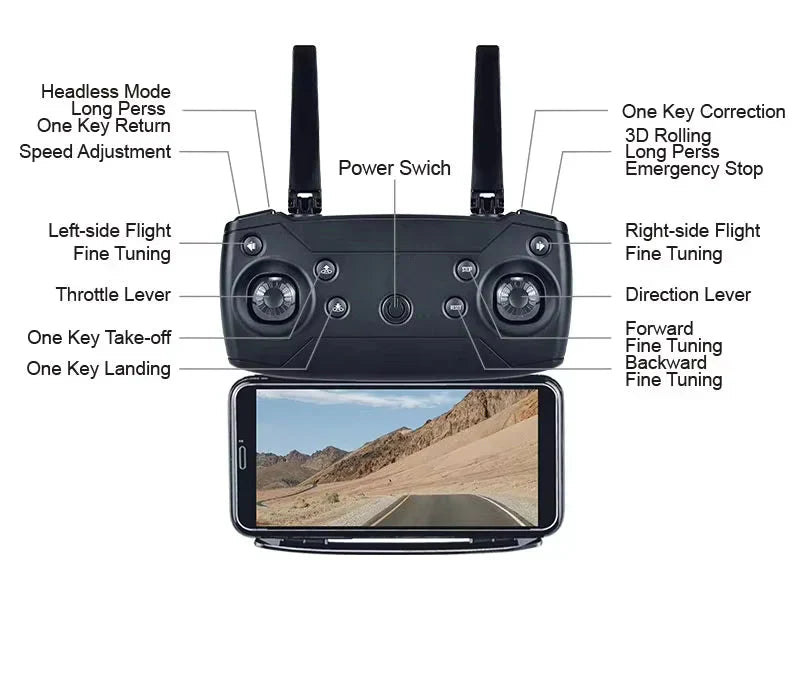 V966 Foldable  HD Camera (Black)with 4k Camera  1080P HD Drone with FPV Live Video(Refurbished), Smart Gestures Selfie !!