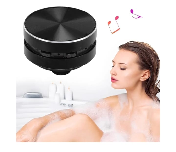 BT Bone Conduction Speaker, Portable Wireless Speaker with Stereo Bass Sound, Built in Microphone, FM Radio, Suction Cup, for Bathroom Outdoor Travel (Black)