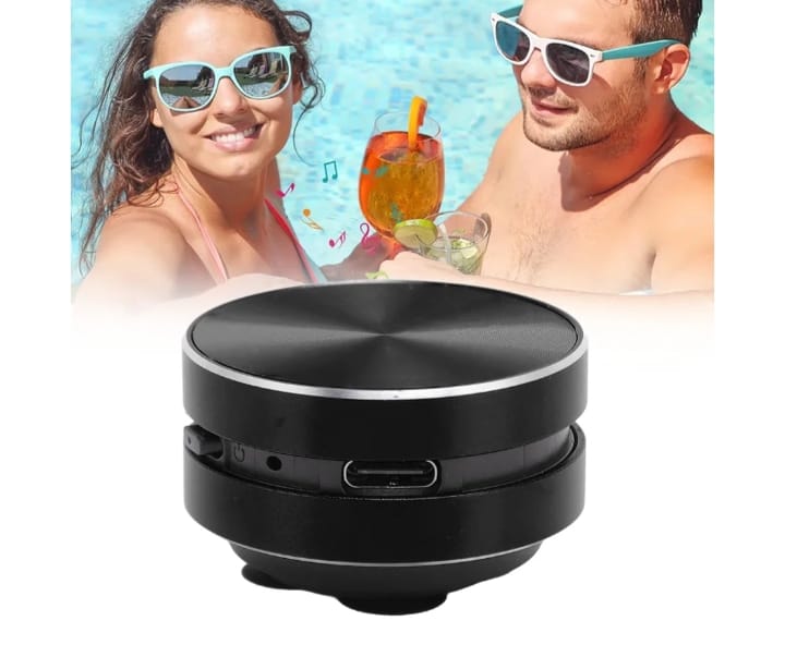 BT Bone Conduction Speaker, Portable Wireless Speaker with Stereo Bass Sound, Built in Microphone, FM Radio, Suction Cup, for Bathroom Outdoor Travel (Black)